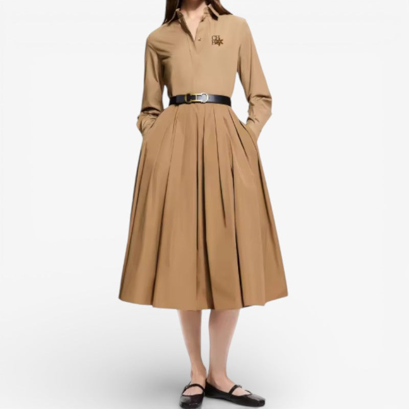 High-Waist Pleated Midi Skirt Old Money