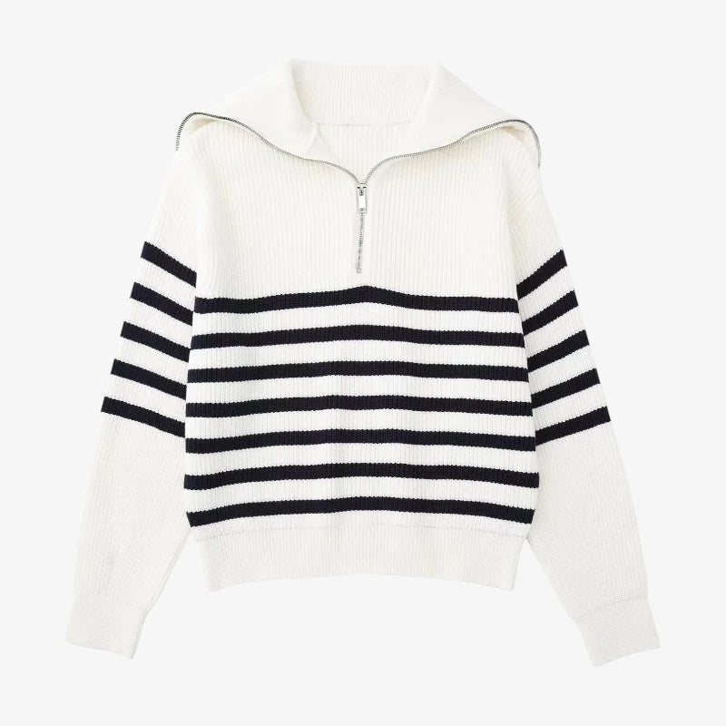 Zip-Collar Knit Pullover