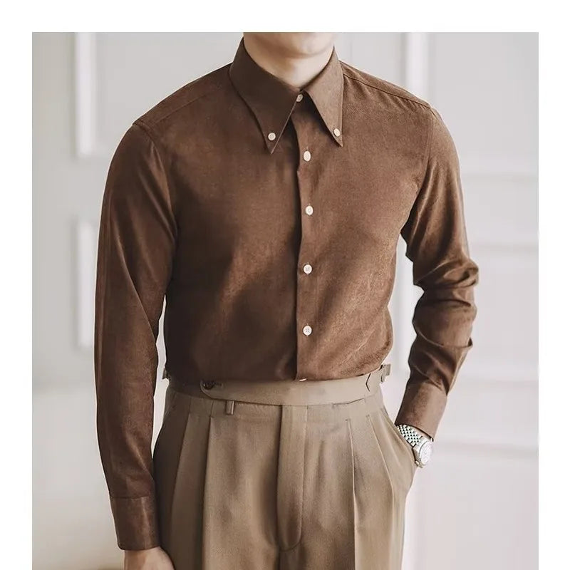 Old Money Brown Cotton Shirt Real Old Money