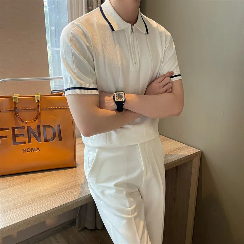 Old Money Half-Zip Knitted Polo oldmoney