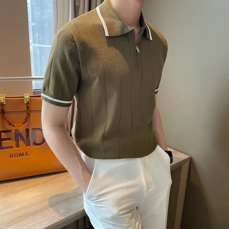 Old Money Half-Zip Knitted Polo oldmoney