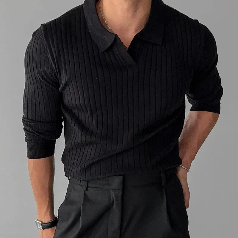Old Money Ribbed Knit Shirt Real Old Money
