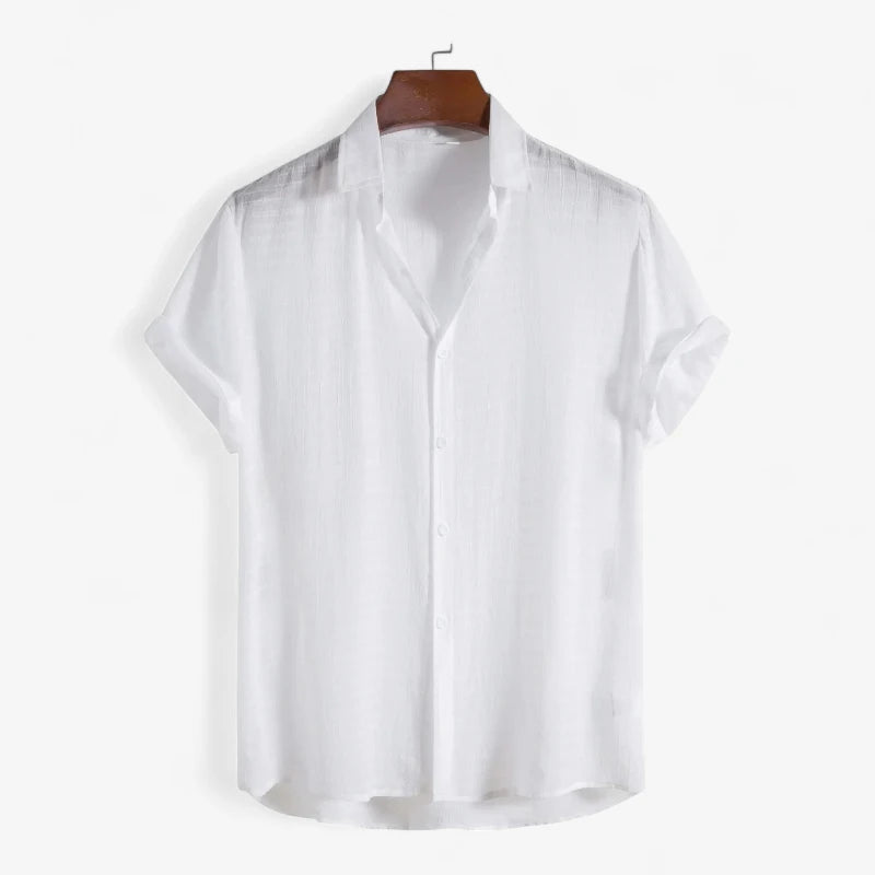 Old Money Short Sleeve Band Collar Shirt Real Old Money