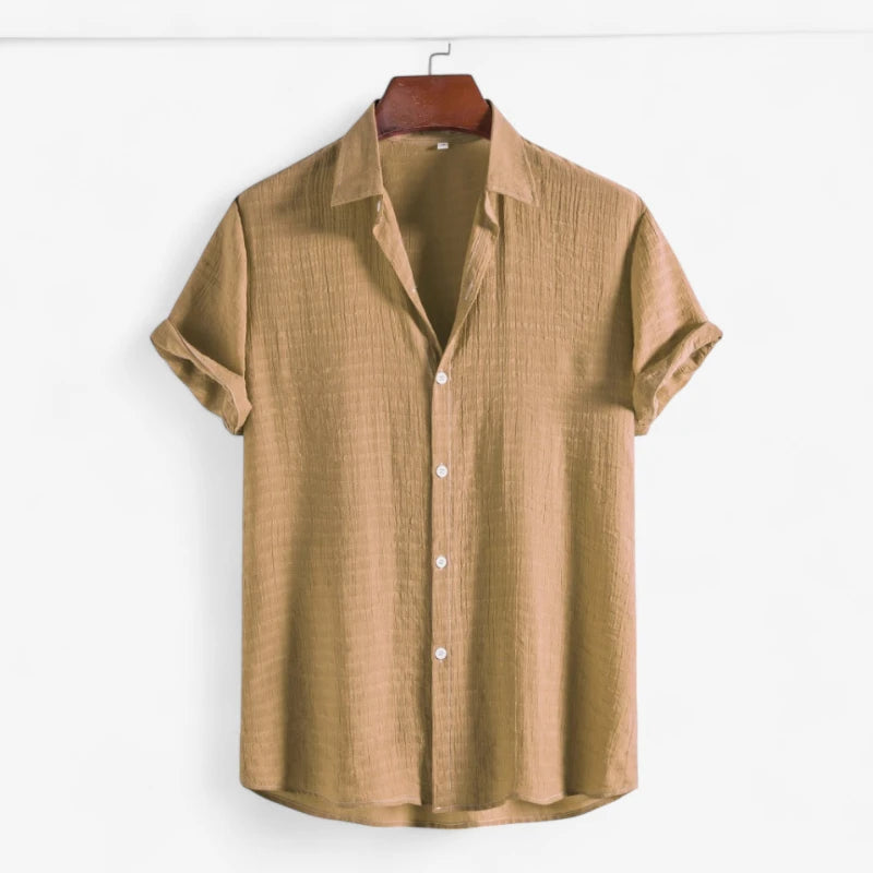 Old Money Short Sleeve Band Collar Shirt Real Old Money