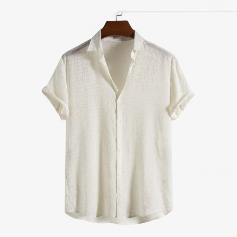 Old Money Short Sleeve Band Collar Shirt Real Old Money