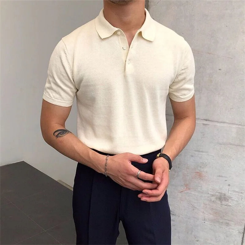 Old Money Taupe Knit Polo Real Old Money
