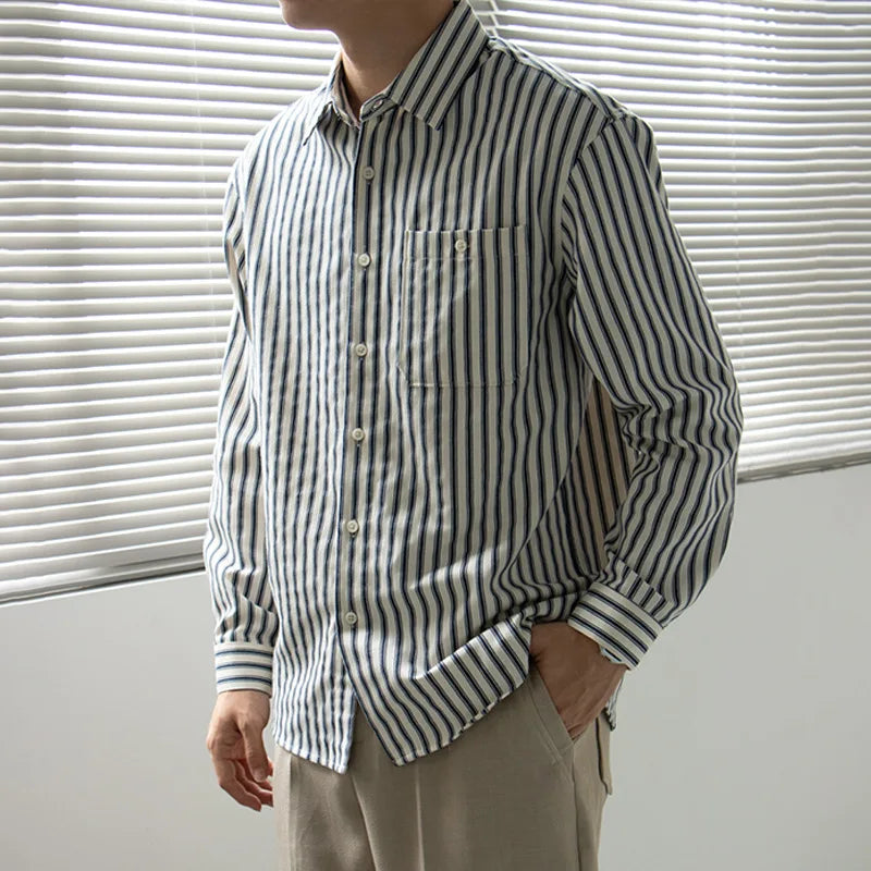 Old Money Vertical Stripe Button-Up Shirt Real Old Money