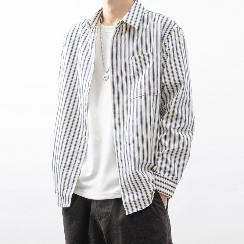 Old Money Vertical Stripe Button-Up Shirt Real Old Money