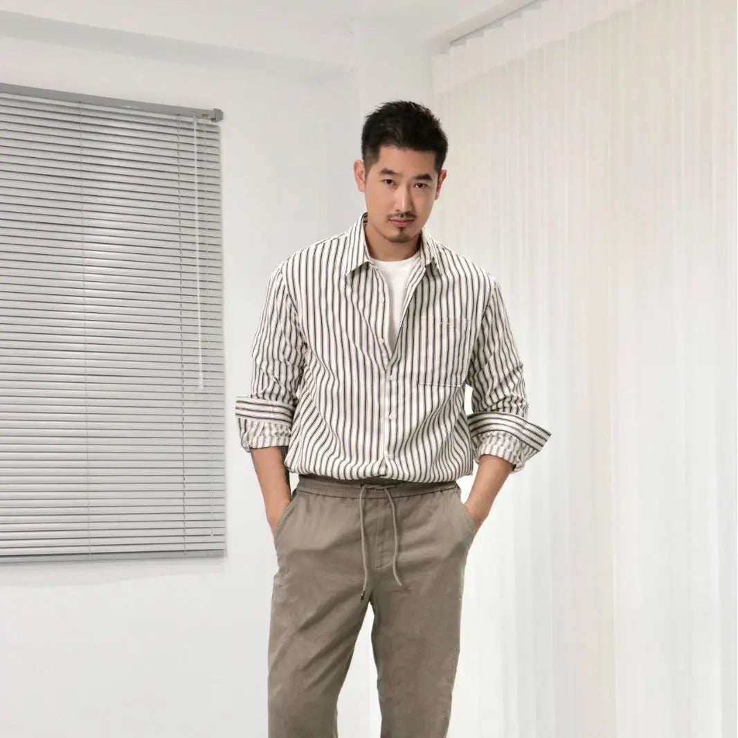 Old Money Vertical Stripe Button-Up Shirt Real Old Money