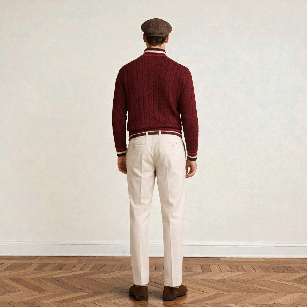 Quarter-Zip Knit Sweater Old Money