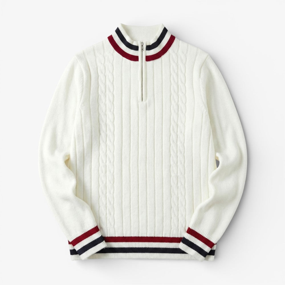 Quarter-Zip Knit Sweater Old Money