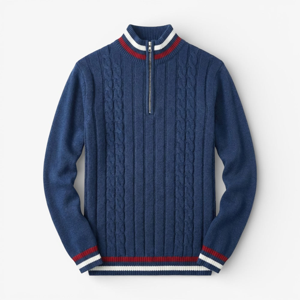 Quarter-Zip Knit Sweater Old Money