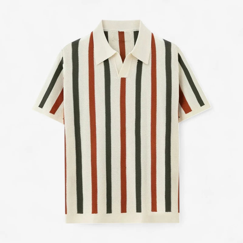 Retro Striped Knit Polo