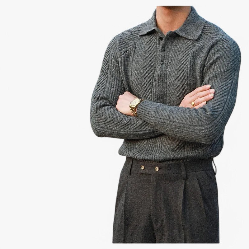 Textured Knitted Polo ROM