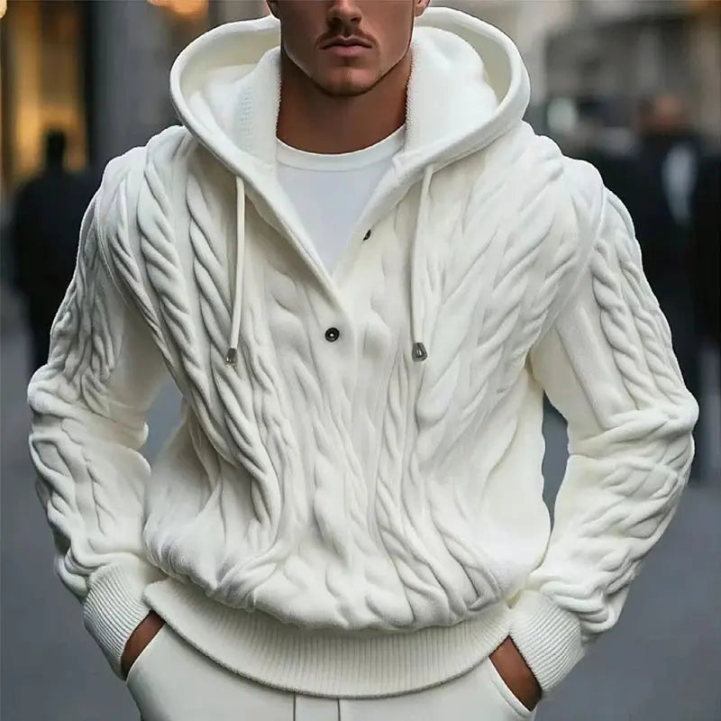  Vintage Drawstring Knit Hoodie